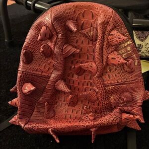 Mad Pax Dusty Rose Faux Croc Spiked Backpack